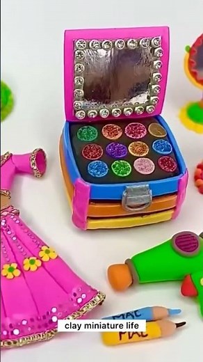 DIY How To Make Polymer Clay Miniature Barbie Makeup Set With Eyeshadow, Lipstick & Nail Polish