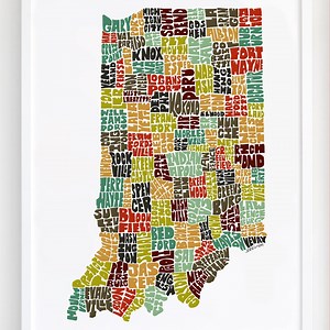 Indiana Map Art, Indiana Art Print, Signed Print of My Original Hand Drawn Indiana Map Art - Etsy