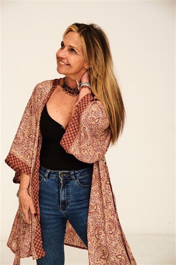 Short Silk Robe Festival Outfit for Girlfriend Gift Idea Short Kimono Boho Chic Open Kaftan for Wife - Etsy