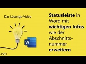 Das #Lösungsvideo 551: Statusleiste in Word mit wichtigen Infos wie der Abschnittsnummer erweitern