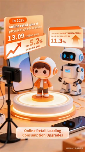 China's online retail boom in numbers: China has remained the world's largest online retail market for the 13th consecutive year, with digital consumption between 2021 and 2025 exceeding 23.8 trillion yuan ($3.39 trillion). China's online retail sales jumped 8.6 percent year on year to 15.97 trillion yuan in 2025. Within that, online retail sales of physical goods rose 5.2 percent to 13.09 trillion yuan, while live-streaming transaction value increased by 11.3 percent. Watch the video to learn m
