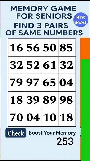 Easy Focus Brain Game for Seniors - EasyDaily Challenge | Match the Numbers