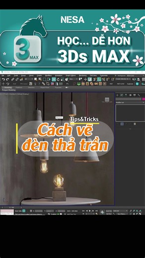 Thế này vẽ một hay một chục cũng ez liền các bác ạ Vẽ đèn thả trần trên 3dsmax #3dsmax #thietkenoithat #noithat #tips #viral