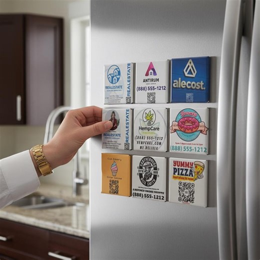 Company Logo Photo Magnets 2x2 Inch. Advertise on Every Client Fridge. Refrigerator Magnet With Your QR Code, Phone Number, and Website URL - Etsy