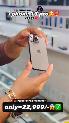 NS MOBILE & ACCESORIES on Instagram: "i phone 13 pro😍❤️‍🔥 256gb❤️ only=22,999/-😱✅ only for followers ☺️ like comment share🤝 . . . G.F.17, SHASWAT BUSINESS PARK RAKHIAL RAOD NEAR AJIT MILL OPPOSITE SOMA TEXTILES MILL NS MOBILE AND ACCESSORIES. 380023 . . . #trendingreels #viral #reels #instagram #viralvideos"