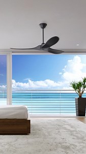 Fan appreciation. 😍 Our Maverick Coastal 52” Ceiling Fan brings striking design and advanced performance to open-air settings and outdoor spaces. The wet-rated fan features gracefully curved blades and sleek metal housing for a refined aesthetic while offering smooth airflow. | Visual Comfort