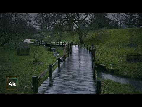 Caught in Heavy Rain 🌧️ 4K Nature Walk | Park Ambience & Heavy Rain Sounds for Sleep & Study (ASMR)