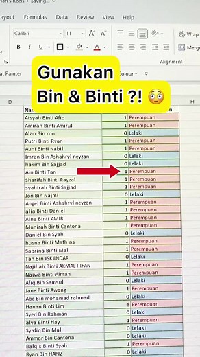 Tips Excel: Penggunaan Bin dan Binti dalam Data