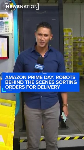 3.3K views · 13 reactions | Here's how #robots help sort orders inside an #Amazon facility to keep up with the high demand on #PrimeDay, over 300 million items were sold last year. | NewsNation | Facebook