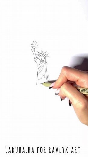 🗽✏️ Statue of Liberty Tutorial 🖼️ Follow and Drawing 🌟🖍️ #shorts #drawing #RavlykArt