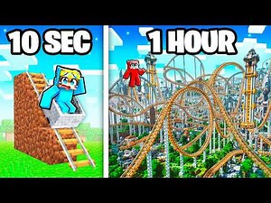 10 Seconds vs 1 Hour GIANT ROLLER COASTER Build Challenge!