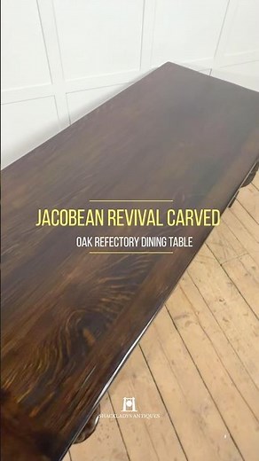 Jacobean Revival Carved Oak Refectory Dining Table