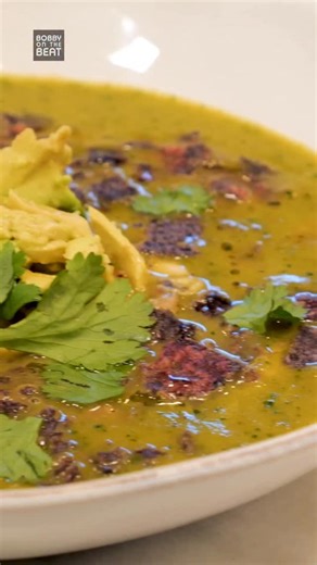 Coming up on MONDAY is a new episode of @bobbyonthebeatpod … here’s a look at what I made for @leahscohen this week. Green Chile Chicken Soup. | Bobby Flay