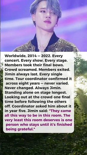 Jimin Asked to Be the Last One to Leave the Stage at Every Single BTS Concert