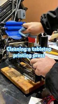 Cleaning blue rubber base ink off of a tabletop printing press using 1K kerosene after a press run