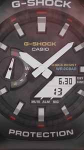 A simple and streamlined watch with octagonal bezel. The original color scheme is faithfully reproduced with touches of G-SHOCK red, representing the passion to take on challenges; blue, symbolizing excellent water resistance; and yellow, signifying outstanding shock resistance. | CASIO G-SHOCK