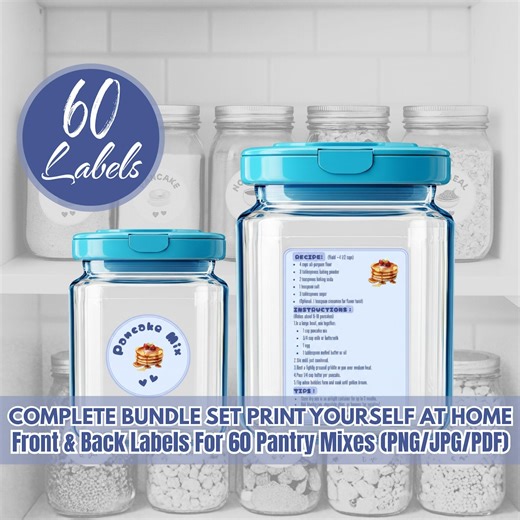 Pantry Labels With Recipe, Printable Mason Jar Labels, Digital Download for Kitchen Organization & Storage - Etsy New Zealand