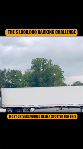 Here's the challenge: You have to pull a full U-turn in reverse and park it perfectly in the spot. The prize? A cool $1 million. 💸🚛 This driver makes it look easy, nailing the maneuver with just a single pull-up. Sure, he had a "whole football field" of space to work with, but swinging a 53-footer into a blindside U-turn parking job is still no joke. It takes precision, patience, and serious mirror work. Could you nail this on the first try for the cash? Or would you need 5 pull-ups like the r