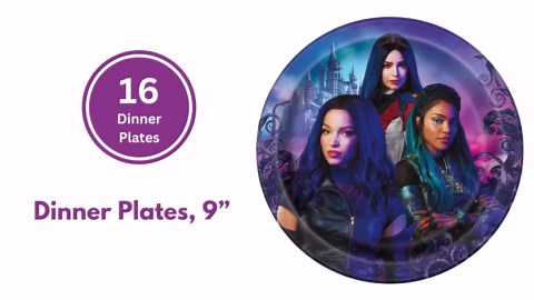 Descendants Party Decorations for 16 - Bundle with Descendants Plates and Napkins, Tablecloth, Checklist - Birthday Party Supplies - Officially Licensed