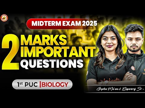 1st PUC | Biology Midterm Exam 2025 | Most Important 2 Mark Questions 🔥