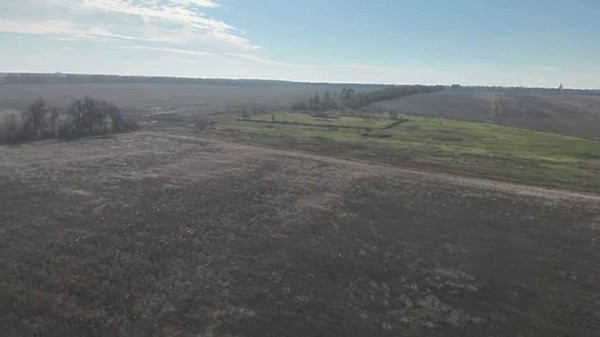 Optical fibres left behind from FPV drones in a field near Pokrovsk.
