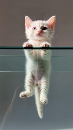 Kitten Paws on Glass 🐾 (Under-Glass View) #Shorts