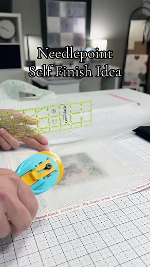 Needlepoint self finishing idea for a bit of dimension when framing. #needlepoint #needlepointfinishing #needlepointtiktok #ndlpt #needlepointart