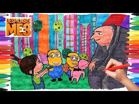 DESPICABLE ME 3 MINIONS Coloring Pages | How to Draw and Color Minions | Painting for Kids