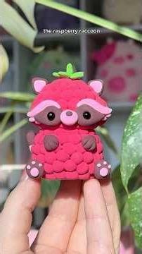 Making a RASPBERRY RACCOON #artshorts #airdryclay #clayvideos #atoz #clayart #craftideas #raccoon