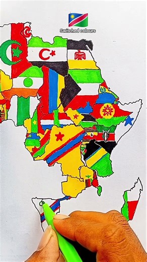Draw Flag Map of Namibia 🇳🇦 #namibia