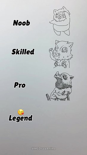 Drawing Inosuke Hashibira in Various Levels | Anime Tutorial