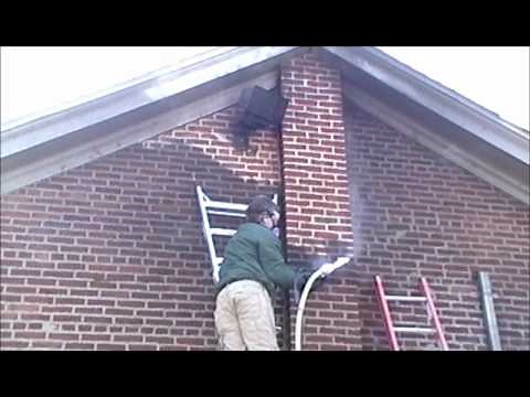 Dry Ice Blasting on Brick Building