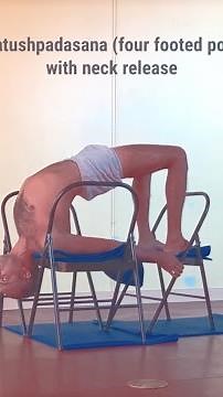 Chatush Padasana (backbend over three chair platform)
