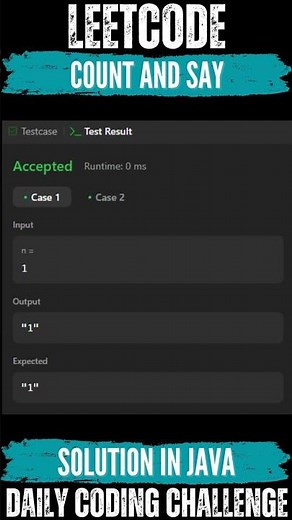 LeetCode : 38. Count and Say💛🖤 Solution 👆🏻🔗 #leetcode #java #coding #trending #subscribe #shorts