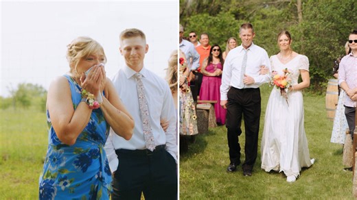 Bride Stuns Mom By Walking Aisle in Her 90s Wedding Dress | Happily TV