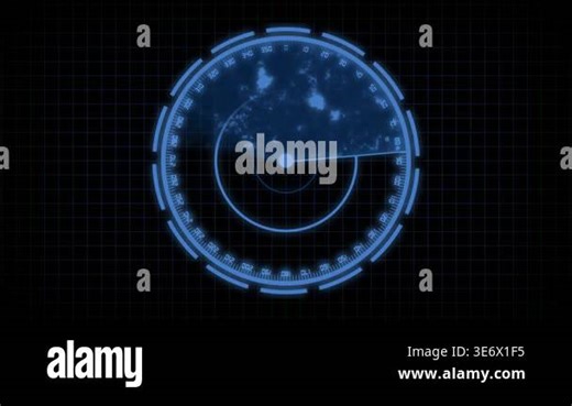 Futuristic HUD radar display blue interface digital monitoring surveillance 4K UHD. Animated blue radar screen technology interface rotating circles abstract 4K Stock Video Footage - Alamy