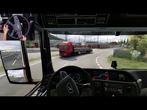 Man TGX - Euro Truck Simulator 2 with ultra realistic graphics mod | Steering wheel gameplay