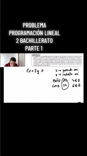 Problema Programación Lineal 2 Bachillerato Parte 1 | ProfeDMarquez