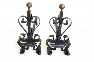 Hand-forged Wrought Iron Andirons – Vintage Fireplace Decor Mid-20th Century - Etsy
