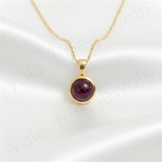 14K Gold Ruby Pendant | Handmade Bezel Charm, July Birthstone - Etsy