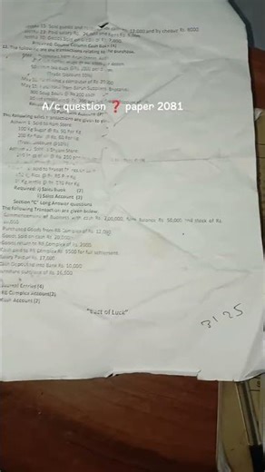 Account questions paper first terminal 2081 for help full your study plz practice #studynotes exam