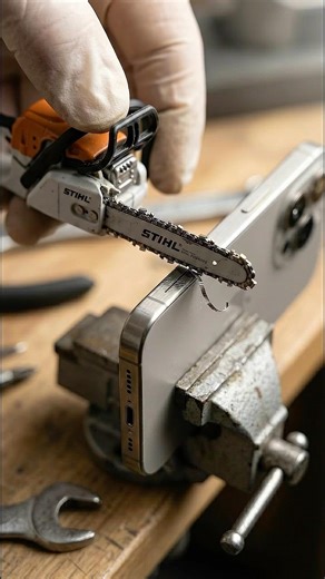 I Cut an iPhone 15 Pro With the World's Smallest Chainsaw (Don't Try This)