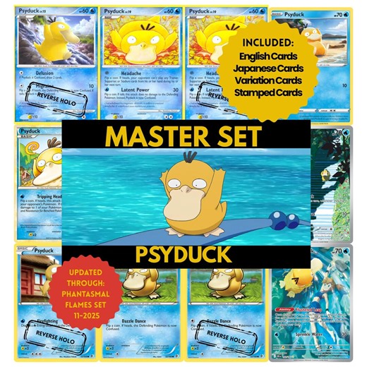 Psyduck Master Set Binder Pages, Pokemon Placeholder Cards, Printable PDF & Digital Download - Etsy