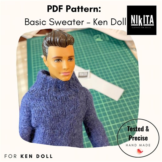 Easy Ken Sweater Pattern PDF, Create Doll Clothes Fast, Beginner Sewing Pattern for Ken Doll, Instant Download - Etsy
