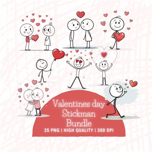 Stick Figure Love Clipart – Hand Drawn Valentine Doodles (digital Download) - Etsy