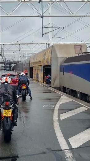 Cars driving in the Eurotunnel Train (Channel Tunnel)