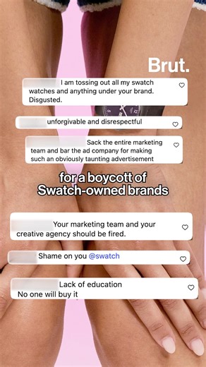 In an ad for the Swatch Essentials collection, an Asian male model is shown pulling at the corners of his eyes. After the ad was released, people in China criticized it on social media, with many calling for a boycott of Swatch-owned brands including Blancpain, Longines, and Tissot. #Swatch #Watches #China #Ad #Racist #SwatchEssentials | Brut