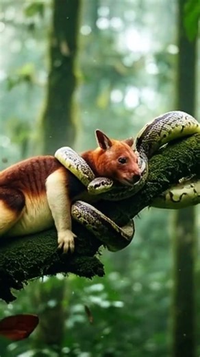 Tree kangaroo • Papuan python • Montane rainforest #animalattack