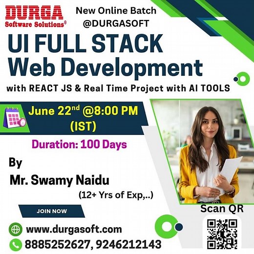 UI FULL STACK Web Development with REACT JS Online Training @ DURGASOFT #durgasoftware #shorts