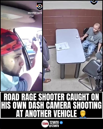 A road rage ended with a man firing three shots at another vehicle and his own dash cam capturing everything. 👀🤦‍♂️ #news #viral